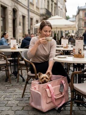 Johomviin Pink Vegan Leather Pet Carrier Purse Small Dog Cat Travel Bag NWT